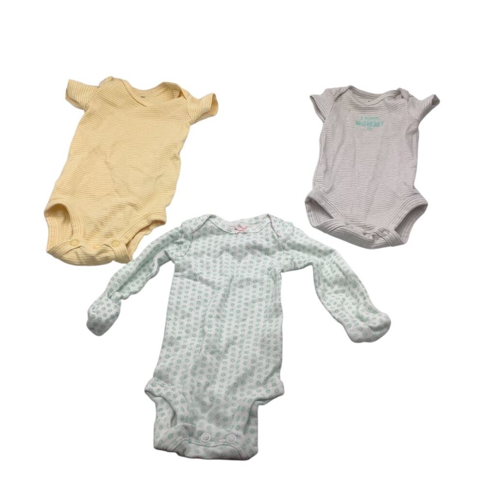 Carter's Newborn Baby Bodysuit Set Of 3‎ Multicolor Cotton Short & Long Sleeves